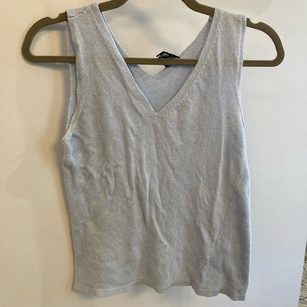 Eileen Fisher Light Blue V-Neck Tank Top